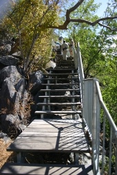 Image of stairs and boardwalk to Trezkinn Cave.